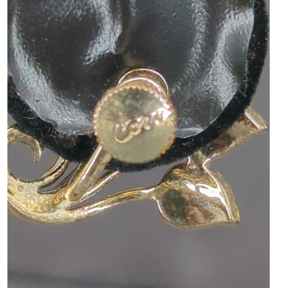 Vintage Coro Gold Tone Leaf Scroll Screw Back Earrings Retro Mid Century - Picture 5 of 9